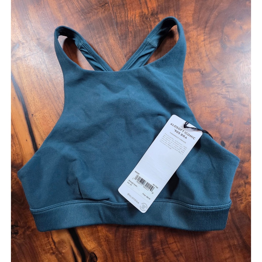 Alo Yoga Alosoft Iconic 90s Bra Midnight Green Atheleisure Gym Streetwear